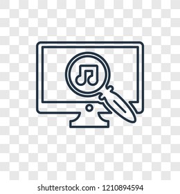 Music concept vector linear icon isolated on transparent background, Music concept transparency concept in outline style
