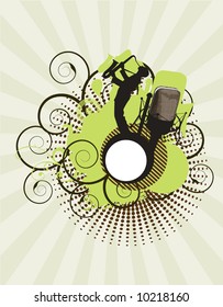 music concert - brown and green illustration