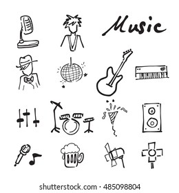 Music and concert doodle cartoon drawing icons