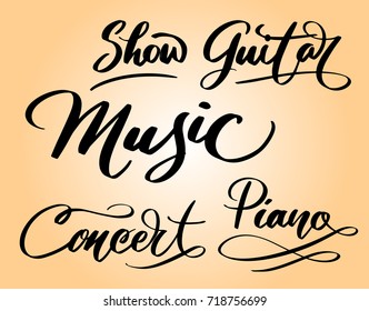 Music and concert hand written typography. Ready to use it. Good use for logotype symbol cover label product brand poster title or any graphic design you want 
