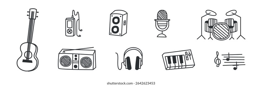 Music and Concert Line Item and Element Vector Set