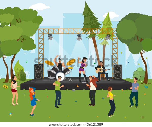 Music Concert Park Outdoor Music Festival Stock Vector Royalty Free 436121389 8408