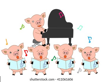 The music concert of the piglet.