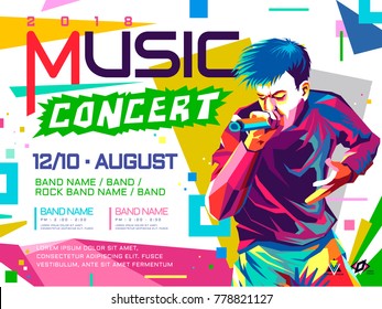 Music concert poster, a Rapper in WPAP style, pop art portrait for rock music festival