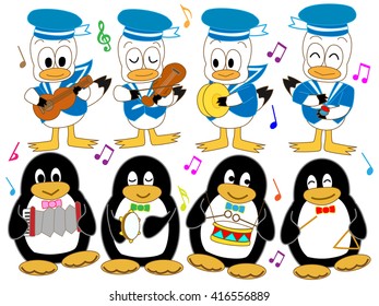 The music concert of sailors and penguins