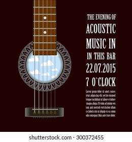 Music concert show Creative poster with acoustic guitar vector illustration