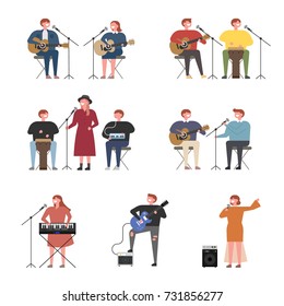 music concert Singers and performers character vector illustration flat design