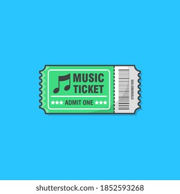 Music Concert Ticket Vector Icon Illustration. Ticket For Entrance To The Event