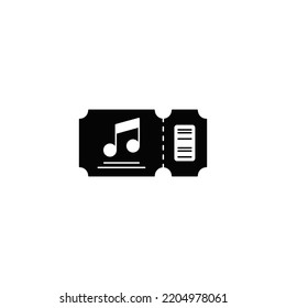 Music concert tickets icon in black flat glyph, filled style isolated on white background