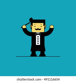Music conductor, Cartoon character.