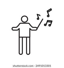 Music conductor icon Black line art vector logo