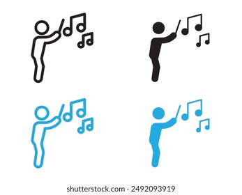 Music conductor icon black and white vector outline sign