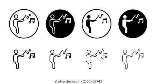 Music conductor icon Black and white outline vector