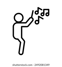 Music conductor icon linear logo mark in black and white