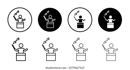 Music conductor icon Outline thin set pack series