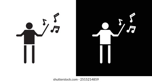 Music conductor icon Thin line flat illustration