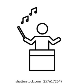 Music conductor icon vector outline logo sign