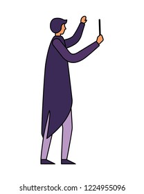 music conductor orchestra on white background