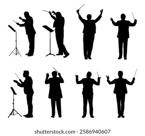 Music conductor silhouette vector illustration set