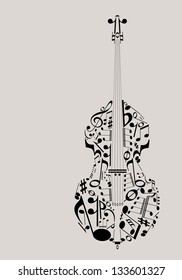 Music, contrabass concept made with musical symbols for poster design