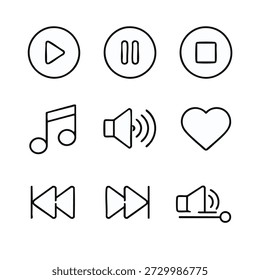 Music control buttons and symbols