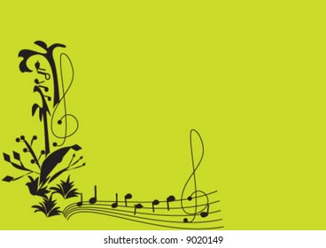 Music corner shape on green background