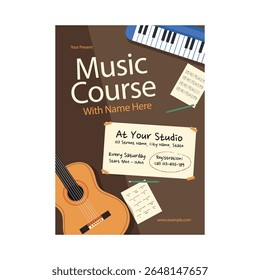 Curso de música folheto cartaz modelo design arte