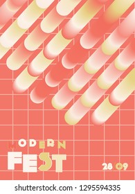 Music cover in blue, cyan, pink, orange colors. School concert flyer. Minimal line brochure. Amplitude layout. Vibration audio cover. Media party ads. Vintage wave template.
