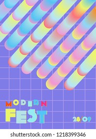 Music cover in blue, violet, pink, green colors. Rock concert flyer. Minimal line brochure. Soundwave layout. Vibration audio cover. Promotion party ads. Vintage wave template.