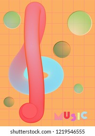 Music cover in blue, violet, pink, green colors. Radio concert flyer. Minimal line brochure. Sound background. Abstract summer gradient. Creative party advertise. Vintage wave template.