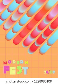 Music cover in blue, violet, pink, green colors. Radio concert flyer. Minimal line brochure. Amplitude layout. Geometric audio cover. Creative party advertise. Vintage wave template.