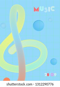 Music cover in blue, violet, pink, green colors. Rock concert flyer. Minimal line brochure. Sound background. Abstract summer gradient. Media party ads. Vintage wave template.