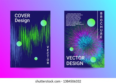 Music Cover design. A set of modern abstract backgrounds. Abstract party posters. Futuristic wave patterns are distorted with dotted lines. Techno Music Festival Advertising. Dance party background.