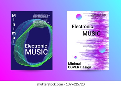Music Cover design. A set of modern abstract backgrounds. Abstract party posters. Futuristic wave patterns are distorted with dotted lines. Techno Music Festival Advertising. Dance party background.