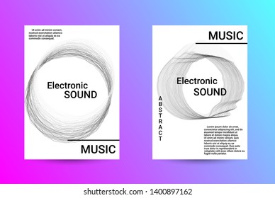 Music Cover design. A set of modern abstract backgrounds. Abstract party posters. Futuristic wave patterns are distorted with dotted lines. Techno Music Festival Advertising. Dance party background.