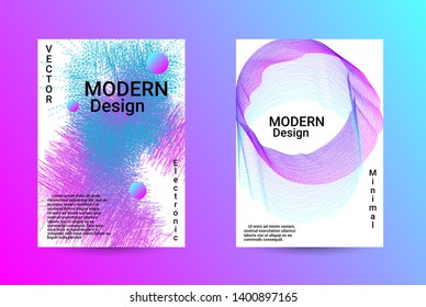 Music Cover design. A set of modern abstract backgrounds. Abstract party posters. Futuristic wave patterns are distorted with dotted lines. Techno Music Festival Advertising. Dance party background.