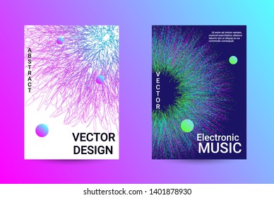 Music Cover design. A set of modern abstract backgrounds. Abstract party posters. Futuristic wave patterns are distorted with dotted lines. Techno Music Festival Advertising. Dance party background.