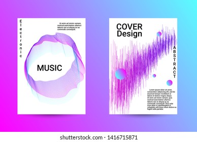 Music Cover design. A set of modern abstract backgrounds. Abstract party posters. Futuristic wave patterns are distorted with dotted lines. Techno Music Festival Advertising. Dance party background.