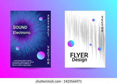 Music Cover design. A set of modern abstract backgrounds. Abstract party posters. Futuristic wave patterns are distorted with dotted lines. Techno Music Festival Advertising. Dance party background.