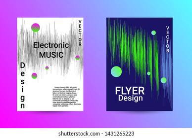 Music Cover design. A set of modern abstract backgrounds. Abstract party posters. Futuristic wave patterns are distorted with dotted lines. Techno Music Festival Advertising. Dance party background.