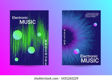 Music Cover design. A set of modern abstract backgrounds. Abstract party posters. Futuristic wave patterns are distorted with dotted lines. Techno Music Festival Advertising. Dance party background.