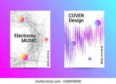 Music Cover design. A set of modern abstract backgrounds. Abstract party posters. Futuristic wave patterns are distorted with dotted lines. Techno Music Festival Advertising. Dance party background.