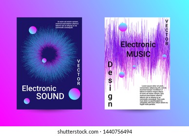 Music Cover design. A set of modern abstract backgrounds. Abstract party posters. Futuristic wave patterns are distorted with dotted lines. Techno Music Festival Advertising. Dance party background.