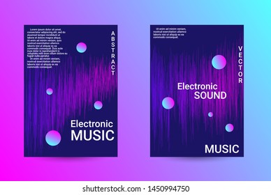 Music Cover design. A set of modern abstract backgrounds. Abstract party posters. Futuristic wave patterns are distorted with dotted lines. Techno Music Festival Advertising. Dance party background.