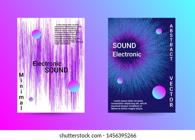 Music Cover design. A set of modern abstract backgrounds. Abstract party posters. Futuristic wave patterns are distorted with dotted lines. Techno Music Festival Advertising. Dance party background.