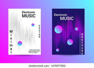 Music Cover design. A set of modern abstract backgrounds. Abstract party posters. Futuristic wave patterns are distorted with dotted lines. Techno Music Festival Advertising. Dance party background.