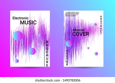 Music Cover design. A set of modern abstract backgrounds. Abstract party posters. Futuristic wave patterns are distorted with dotted lines. Techno Music Festival Advertising. Dance party background.