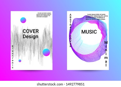 Music Cover design. A set of modern abstract backgrounds. Abstract party posters. Futuristic wave patterns are distorted with dotted lines. Techno Music Festival Advertising. Dance party background.