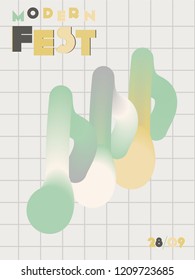 Music cover in green, yellow, black, white colors. Rock concert flyer. Minimal line brochure. Amplitude layout. Geometric audio cover. Media party ads. Vintage wave template.