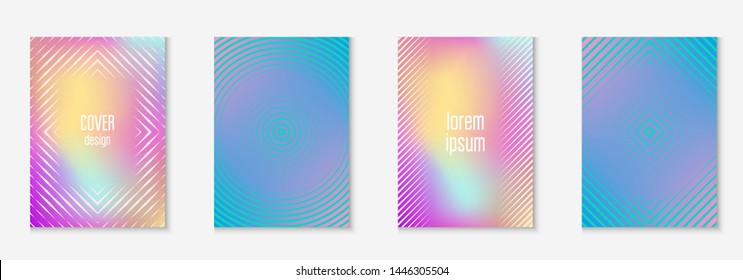 Music cover. Holographic. Material placard, page, certificate, journal layout. Music cover with minimalist geometric line and trendy shapes.